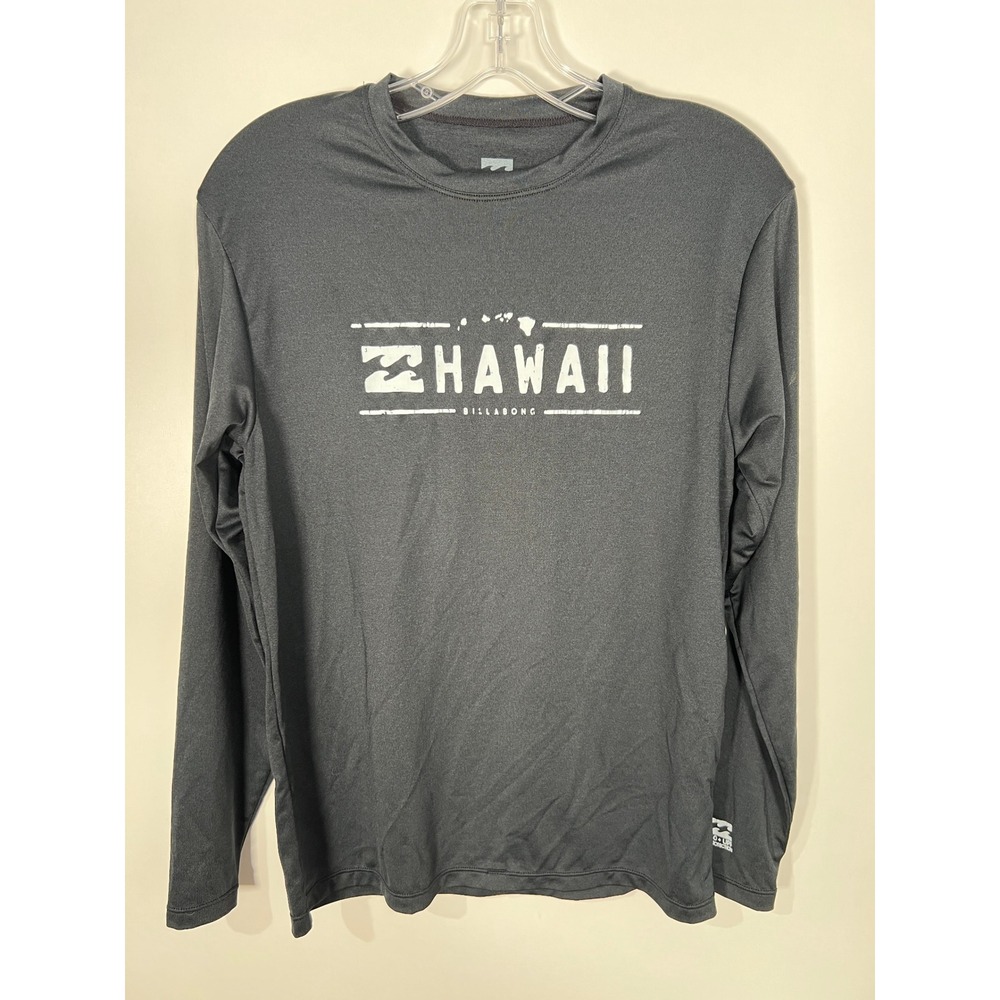 Billabong Hawaii Black Graphic Long Sleeve Rash Guard Loose Fit Small